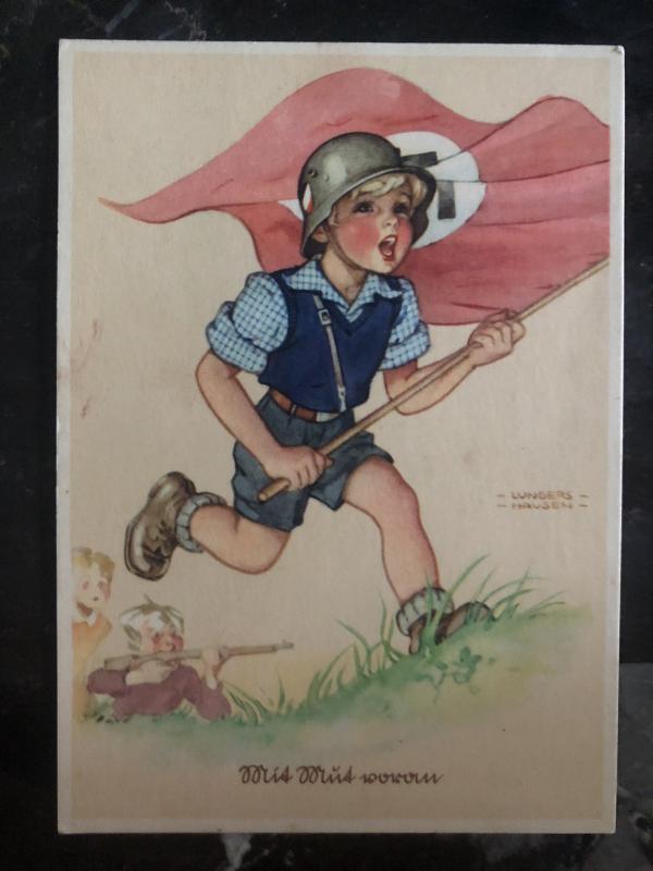 Mint WW2 Germany War propaganda Postcard With Courage Child Third Reich