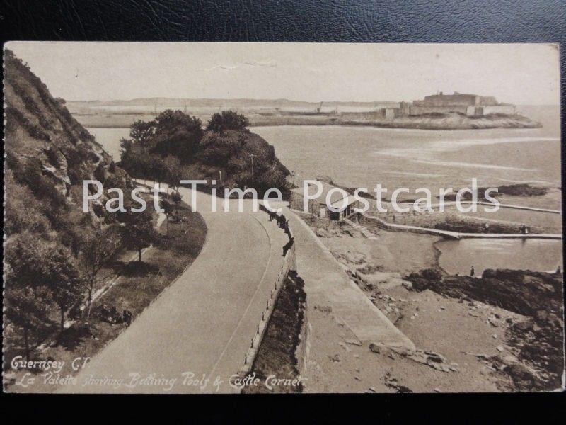 Vintage PC - La Valetta showing Bathing Pools & Castle Cornet