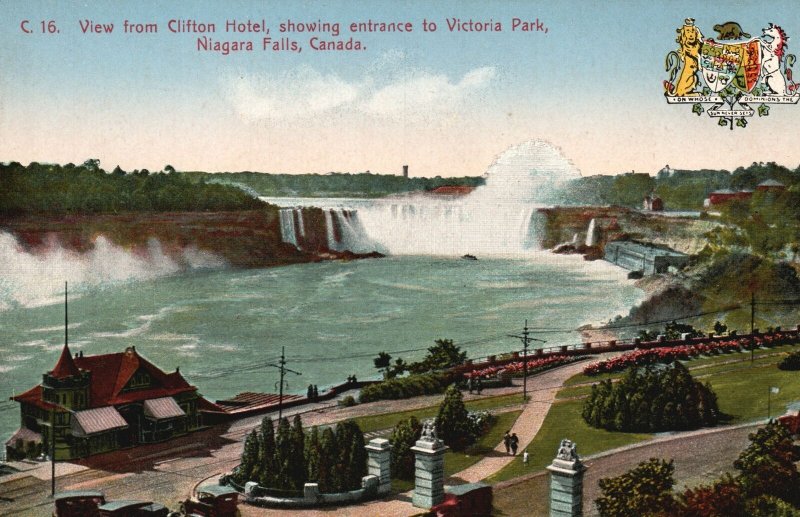 Vintage Postcard 1910's Clifton Hotel Entrance Victoria Park Niagara Falls CAN