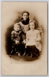 Lancaster PA Rutt Family Children John Roy & Grace w/ Servant Annie Postcard L45