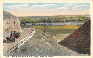 The Gap Lewiston Hill HIghway Car Lewiston Idaho 1920s postcard