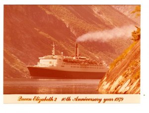 Large 5 X 7 inch Queen Elizabeth II Cunard Ocean Liner 10th Ann 1979 Photograph