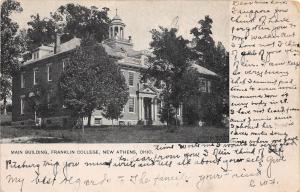 D48/ New Athens Ohio Postcard 1906 Main Building Franklin College