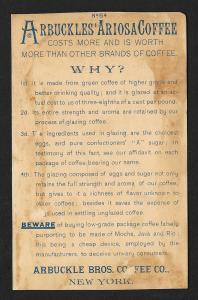 VICTORIAN TRADE CARD Arbuckles Coffee Old Black Man & Woman 'It Almost Broke Her