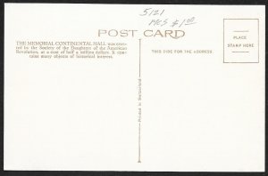 Memorial Continental Hall Washington DC Unused c1920s