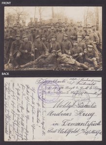 GERMANY 1915, Fieldpost card, The group of soldiers, RPPC, WWI