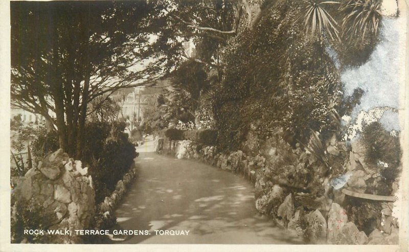 Postcard Uk England Torquay Devon Rock Walk terrace gardens 1921
