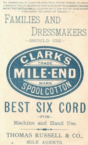 1880s-90s The Bullfinch Clark's Mile-End Spool Cotton Best Six Cord Thomas Russe