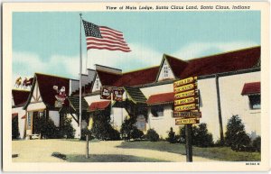 Main Lodge SANTA CLAUS LAND Indiana Roadside Christmas c1940s Vintage Postcard