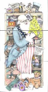 Flying Rabbit Uncle Sam Santa Claus by Jody King Installment 3 Postcards