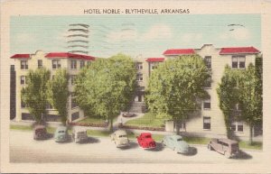 Hotel Noble Blytheville Arkansas AR 1950s Linen Postcard H43