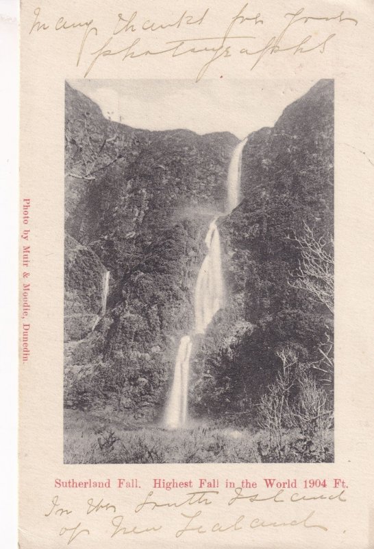 Sutherland Falls 1904 Foot Jump Scary Fall New Zealand Earliest Postcard