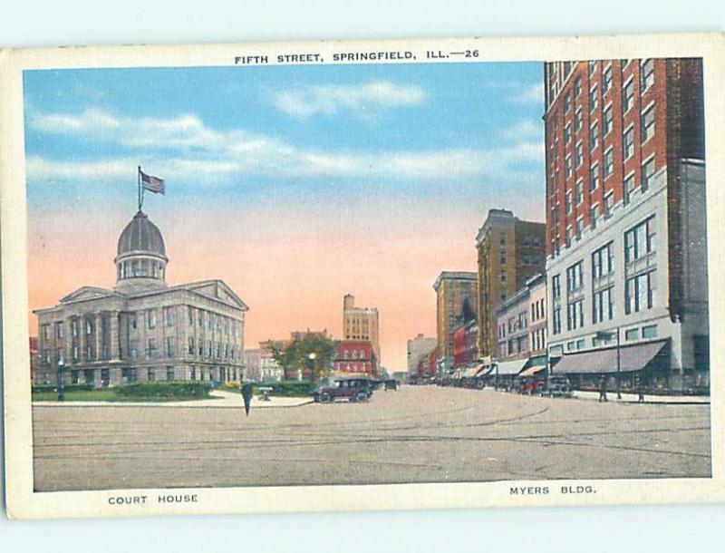 Linen STREET SCENE Springfield Illinois IL W1906