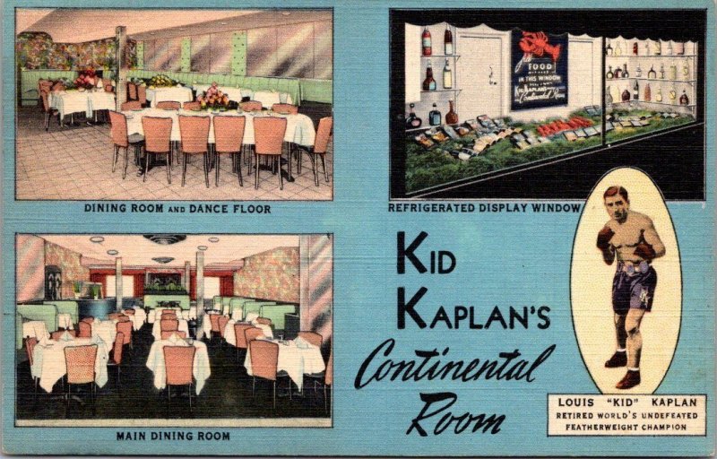 Connecticut Hartford Kid Kaplan's Continental Room Restaurant Curteich