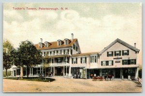 Peterborough NH~Tucker's Tavern~Men at Stable~IOOF Building~Hatch's Store~1908 