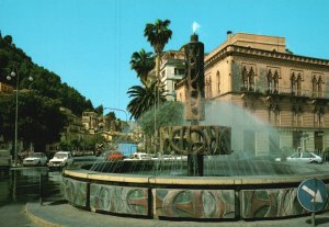 Postcard C. Rizzone Square Casa Dell'Acqua Drinking Water Fountain Modica Italy