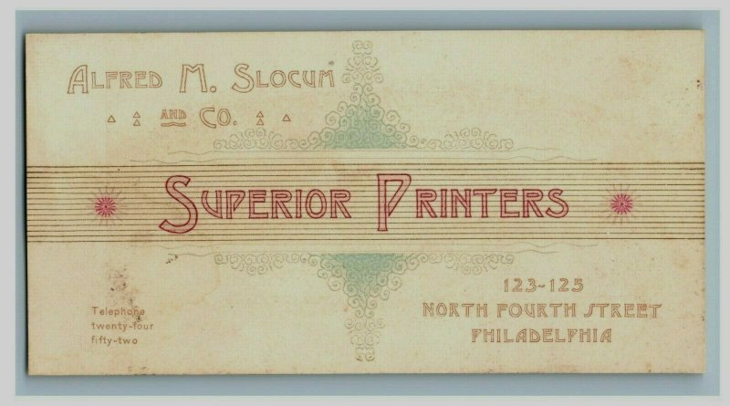 1870's-80's Engraved Superior Printers Alfred M. Slocum & Co. P197