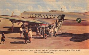 Colonial Airlines Plane landing in Bermuda Vintage Postcard AA68141