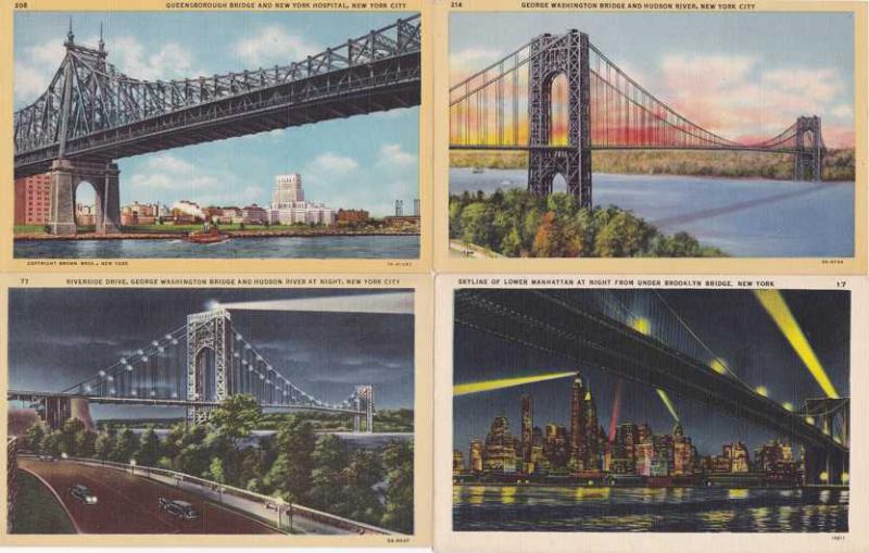 (4 cards) Bridges of New York City - Linen                  