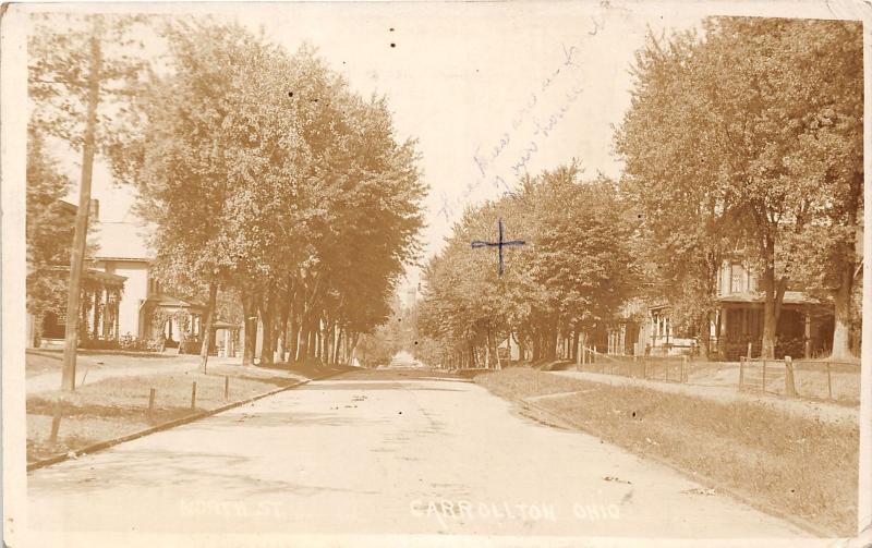 E84/ Carrollton Ohio RPPC Postcard Carroll Co 1912 North Street Homes 3