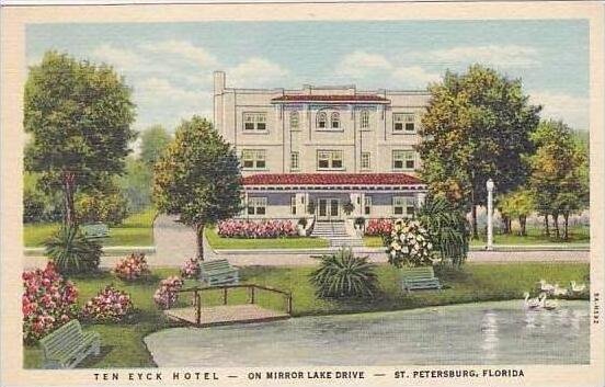 Florida St Petersburg Ten Eyck Hotel on Mirror Lake Drive Curteich