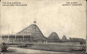 Coney Island Brighton Beach Giant Safety Roller Coaster c1910 Postcard