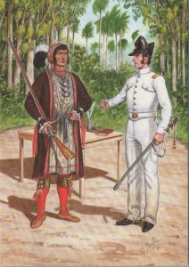 Military Postcard - American Indian Wars, Indian Chief and Officer RR18435