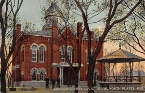 North Platte Nebraska Lincoln Court House Street View Antique Postcard K86227