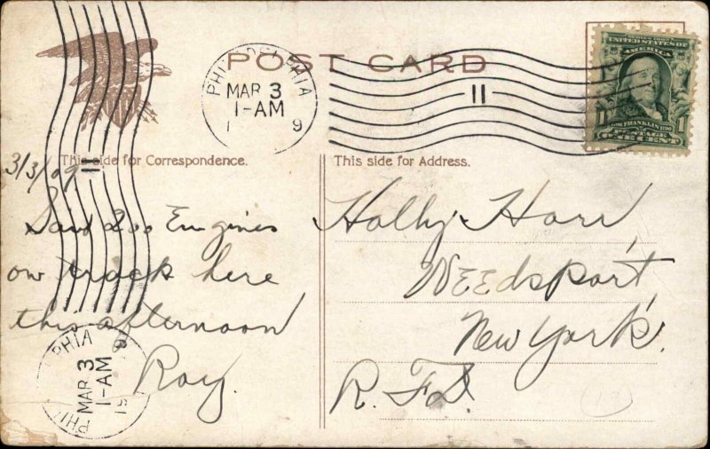 Philadelphia PA Broad St. RR Train Station Depot c1910 Postcard 