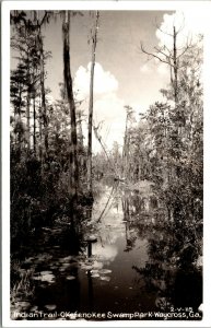 Vtg Waycross Georgia GA Okefenokee Swamp Park Indian Trail RPPC Postcard