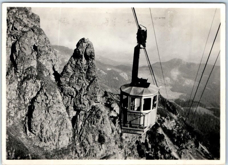 c1950s Poland View RPPC Tatry Mountains Cable Car Real Photo Postcard PTTK 1G