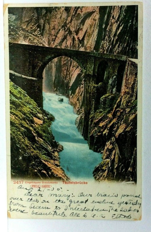 C. 1905 Andermatt Switzerland Teufelsbrucke Devils Bridge UDB Vintage Postcard