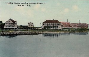 Postcard Training Station Showing Yeoman School Newport RI Rhode Island