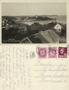norway norge, LARVIK, Utsigt fra Brandposten (1925) RPPC Postcard