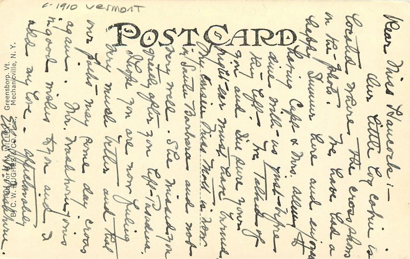 C1910 Greensboro Vermont Black's Point Caspian Lake Hughes Postcard 25-5172