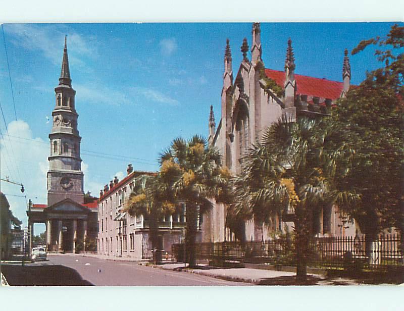 1957 Old Cars & French Huguenot Church Charleston South Carolina SC v5755