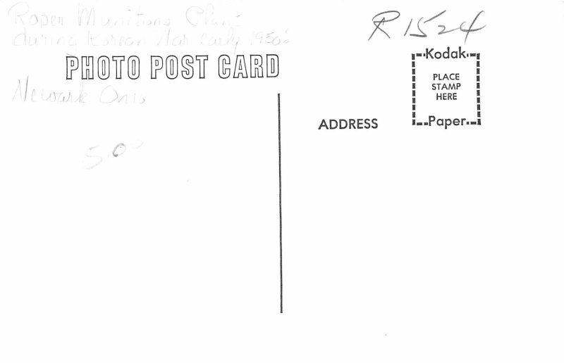 F49/ Newark Ohio RPPC Postcard REPRINT c1960s Roper Munitions Factory 1