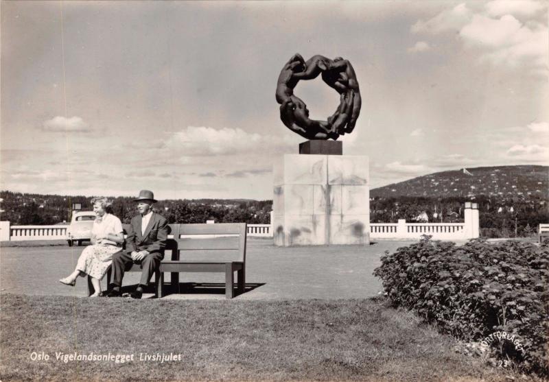 OSLO NORWAY NORGE VIGELANDSANLEGGET LIVSHJULET~LIFE WHEEL STATUE PHOTO POSTCARD