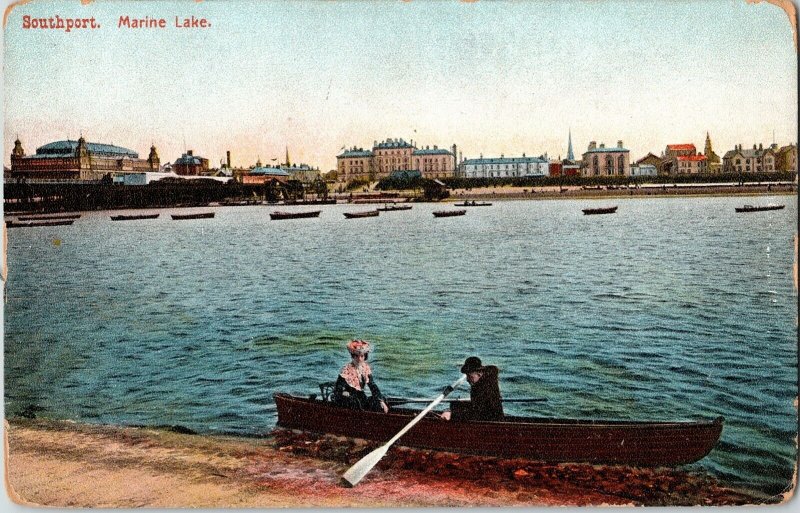 Southport Marine Lake Divided Back Antique Postcard Empire Series London Vtg UNP 