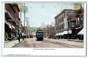 1905 Fifteenth Street Streetcar Exterior Store Building Moline Illinois Postcard