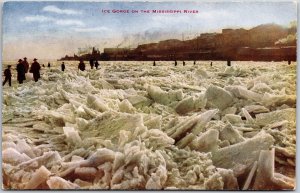 Ice George On The Mississippi River Mass of Ice Blocks Postcard