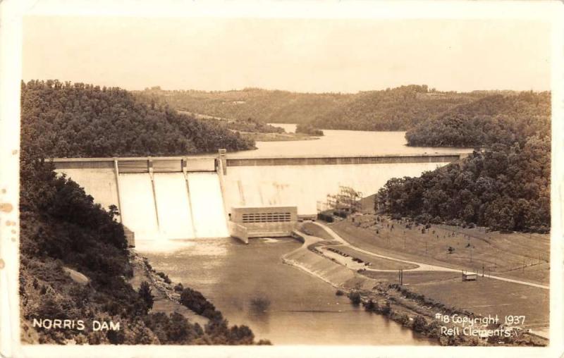 Anderson-Campbell Counties Tennessee view of Norris Dam real photo pc Z16416 