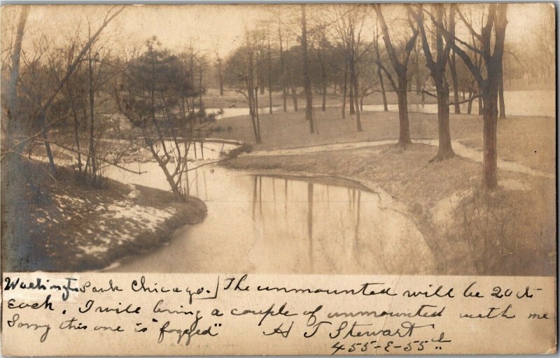RPPC View in Washinton Park Chicago IL c1906 Undivided Back Vintage Postcard S34
