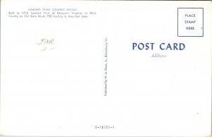 Sinking Creek Covered Bridge Newport Virginia VA Postcard UNP VTG Unused Vintage