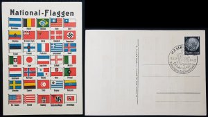 GERMANY THIRD 3rd REICH ORIGINAL PROPAGANDA POSTCARD NATIONAL FLAGS