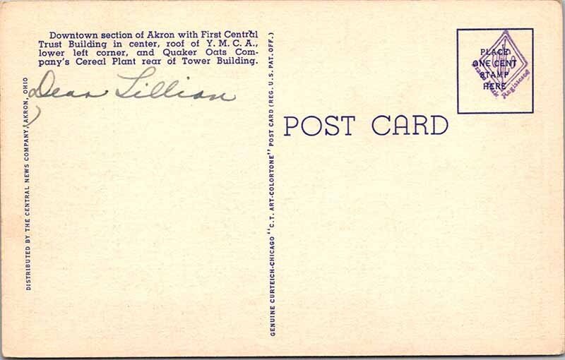 Postcard PANORAMIC SCENE Akron Ohio OH AN2498