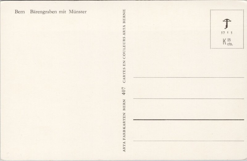 Bears Bern Barengraben mit Munster Switzerland Unused Postcard G85