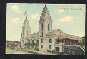 WORCESTER MASSACHUSETTS RAILROAD DEPOT TRAIN STATION VINTAGE POSTCARD