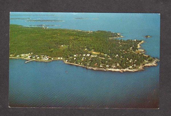 ME Aerial View Ocean Point, Linekin Neck, Boothbay Harbor, Maine Postcard PC