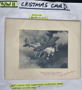 Tucks Christmas Card Military WW2 Gloster Gladiator Happy Landings Happy Meeting